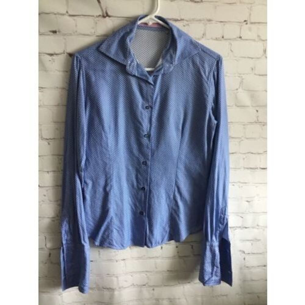 Kuhlman Womens 42 EU Small Button Up Shirt Blue French Cuff Italy EUC - Picture 2 of 8